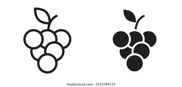 Grapes vector icon set in black color.