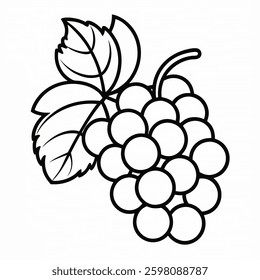 Grapes vector line art on white background