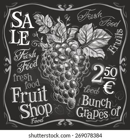 grapes vector logo design template. fresh fruit, food or menu board icon.