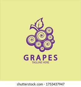 Icono del logotipo vectorial de las uvas aislado. Plantilla de marca de vino orgánico. Logotipo de uvas naturales