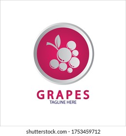 Icono del logotipo vectorial de las uvas aislado. Plantilla de marca de vino orgánico. Logotipo de uvas naturales