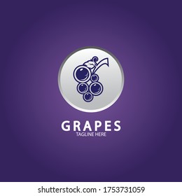 Icono del logotipo vectorial de las uvas aislado. Plantilla de marca de vino orgánico. Logotipo de uvas naturales
