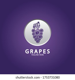 Grapes Vector Logo Icon isolated. Organic Wine branding template. Nature Grapes Logotype