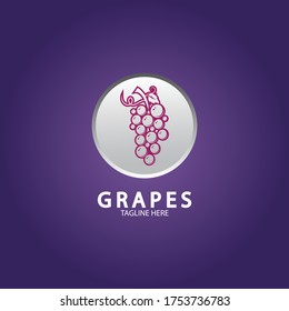 Icono del logotipo vectorial de las uvas aislado. Plantilla de marca de vino orgánico. Logotipo de uvas naturales