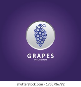 Grapes Vector Logo Icon isolated. Organic Wine branding template. Nature Grapes Logotype