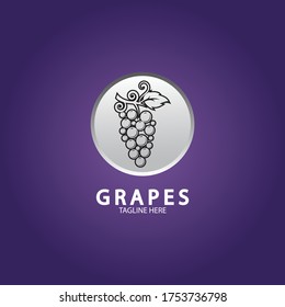 Icono del logotipo vectorial de las uvas aislado. Plantilla de marca de vino orgánico. Logotipo de uvas naturales