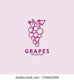 Grapes Vector Logo Icon isolated. Organic Wine branding template. Nature Grapes Logotype