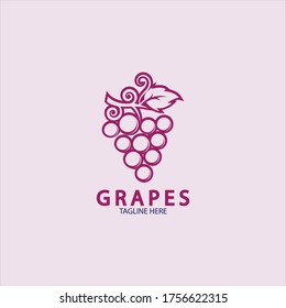 Vektor-Logo-Symbol für Trauben einzeln. Bio-Wein-Branding-Vorlage. Naturtrauben Logotype