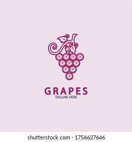 Icono del logotipo vectorial de las uvas aislado. Plantilla de marca de vino orgánico. Logotipo de uvas naturales