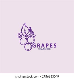 Icono del logotipo vectorial de las uvas aislado. Plantilla de marca de vino orgánico. Logotipo de uvas naturales