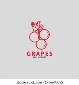 Icono del logotipo vectorial de las uvas aislado. Plantilla de marca de vino orgánico. Logotipo de uvas naturales
