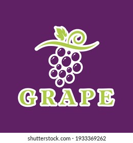 Grapes vector logo icon isolated. Creative grapes icon logo design template. Organic grapes branding logo sign. Nature logotype grapes. Fresh fruit green purple vector set of packaging designs element