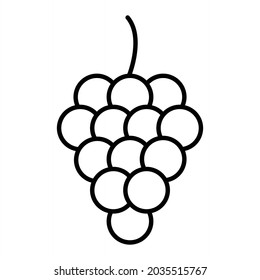 Grapes Vector Outline Icon Isolated On White Background
