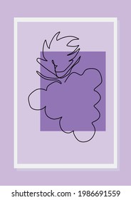 Grapes wall art vector set. Single line art drawing with abstract shape. Abstract Plant Art design for print, cover, wallpaper, Minimal and natural wall art. Vector illustration.