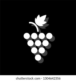 Grapes. White flat simple icon with shadow