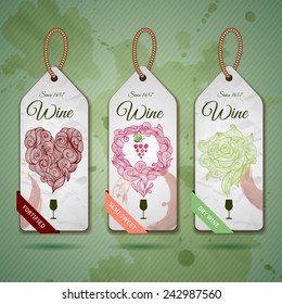 Grapes or Wine concept design. Corporate identity. Set of stickers