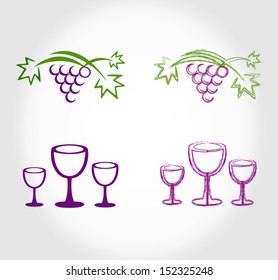 grapes and wine glasses