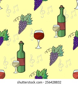 Grapes wine vector pattern