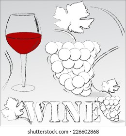 Grapes.Red wine.Glass of wine.Toasting . Drinkin red wine .