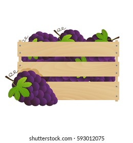 Grapes In A Wooden Crate Box