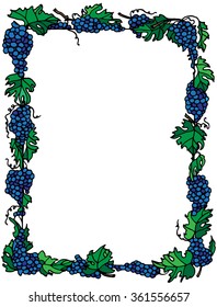 grapes wreath on white background