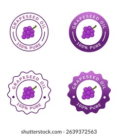 grapeseed oil pure badge white and purple color. natural ingredient for cosmetic or beauty product. 