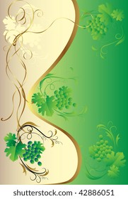 Grapevine with gold curls on a vegetative background