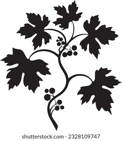 Grapevine leaf Black And White, Vector Template Set for Cutting and Printing
