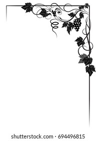 The grapevine and leaves frame, the label for wine