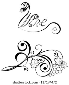 Grapevine. Vector wine design elements.