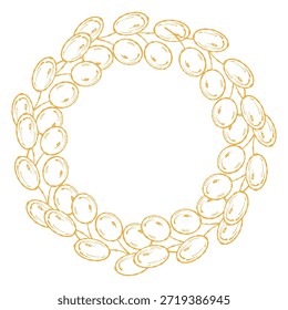 Corona de vid, marco de etiqueta de vino. Ilustración de corona de uva, borde de la bodega. Corona de viñedo, marco de uva