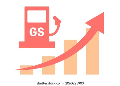 Graph about the rise of gasoline price. Vector illustration.