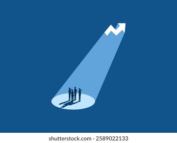 Graph analysis, Businessman team looking at a glowing volatility and growth chart
