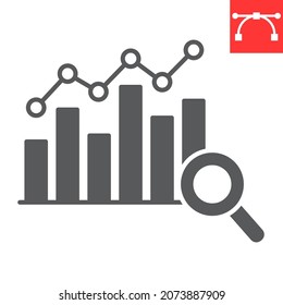 Graph analysis glyph icon, growth and finance, analytics vector icon, vector graphics, editable stroke solid sign, eps 10.