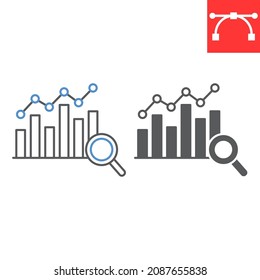 Graph analysis line and glyph icon, growth and finance, analytics vector icon, vector graphics, editable stroke outline sign, eps 10.