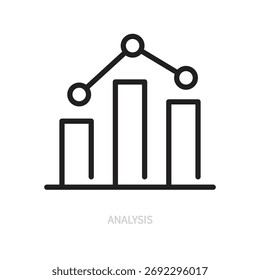 Ícone de linha de análise de gráfico, símbolo. Conceito de análise de dados. Isolado em um fundo branco. Traçado editável. Design plano. Ilustração vetorial.