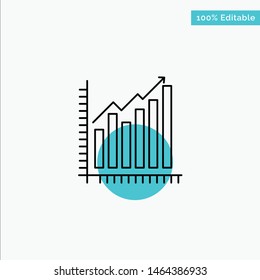 Graph, Analytics, Business, Diagram, Marketing, Statistics, Trends turquoise highlight circle point Vector icon. Vector Icon Template background