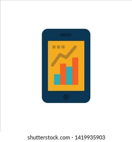 Graph, Analytics, Info graphic, Mobile, Mobile Graph  Flat Color Icon. Vector icon banner Template