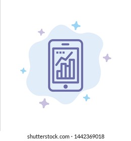 Graph, Analytics, Info graphic, Mobile, Mobile Graph Blue Icon on Abstract Cloud Background