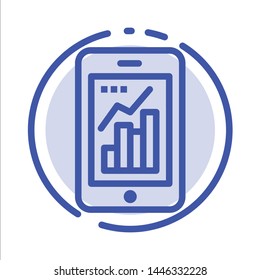 Graph, Analytics, Info graphic, Mobile, Mobile Graph Blue Dotted Line Line Icon