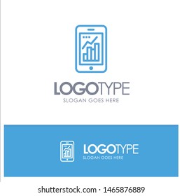 Graph, Analytics, Info graphic, Mobile, Mobile Graph Blue outLine Logo with place for tagline. Vector Icon Template background