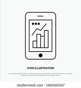 Graph Analytics on a Phone Infographic. Mobile Graph Line Icon Vector. Vector Icon Template background