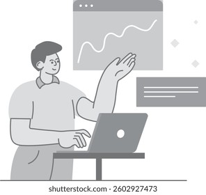 Graph Analyzing On Laptop Desk