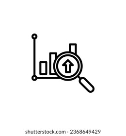 Graph with arrow growing outline icon. Vector illustration. Isolated icon is suitable for web, infographics, interfaces, and apps.