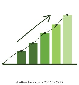 gráfico com seta. Sinal gráfico crescente. Ilustração vetorial