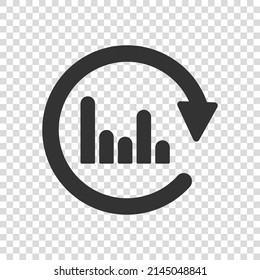 Graph arrow icon in flat style. Financial analytics vector illustration on white isolated background. Forecast sign business concept.