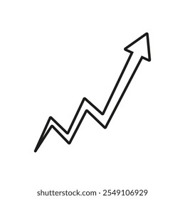 Graph-Pfeilsymbol. Wachsender Geschäftspfeil. Vektor. Linienstil.
