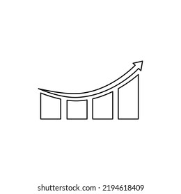 graph with arrow up icon outline, flat design, bar chart sign symbol, illustration vector of business growth