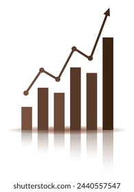 Graph with arrow and increase report. Diagram with the progress of rise and success. Vector illustration