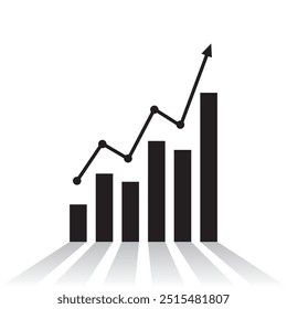 Gráfico con flecha e informe de aumento. Diagrama con progreso de ascenso y éxito. Ilustración vectorial